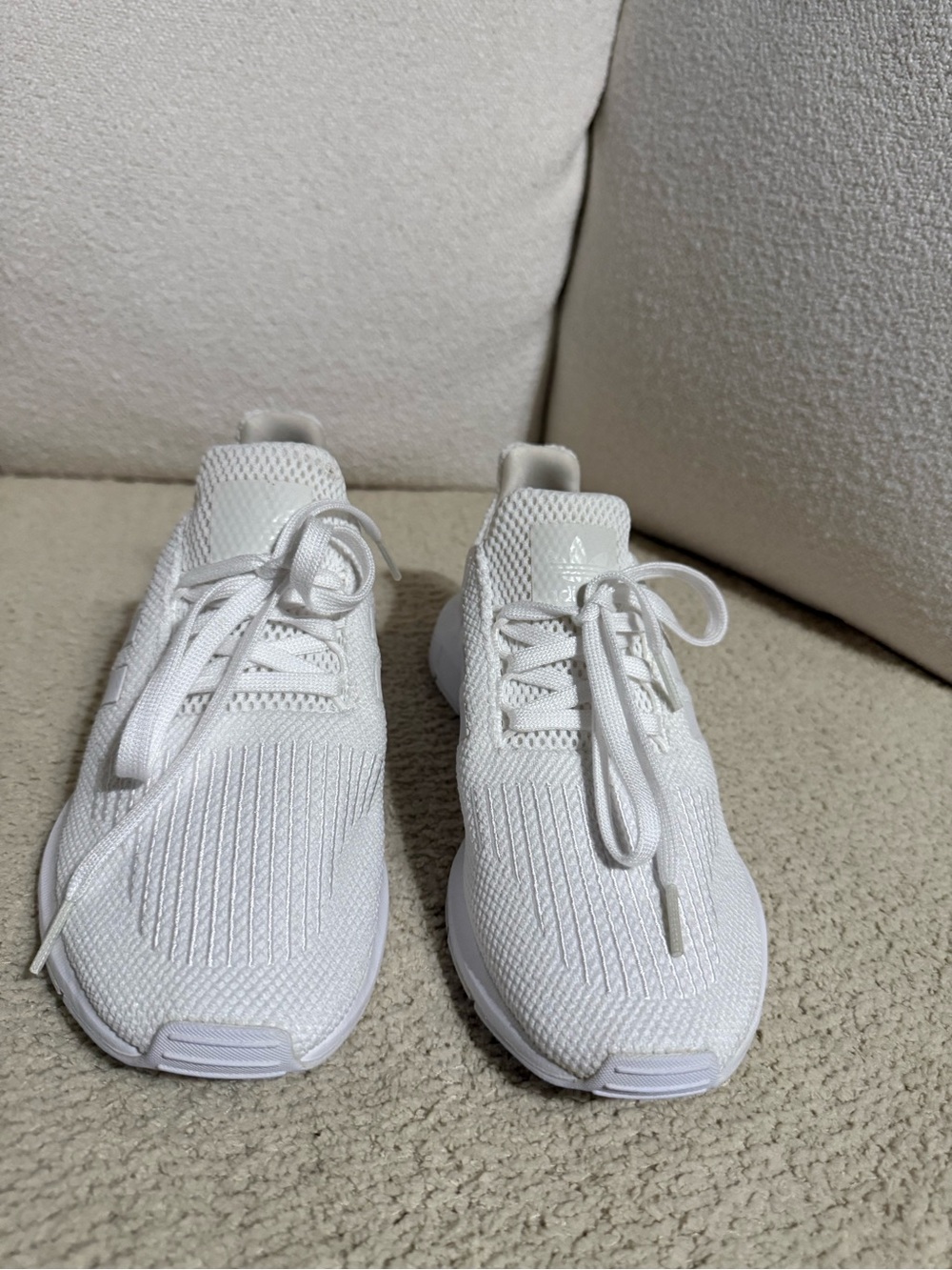 Adidas White Knit Athletic Sneakers